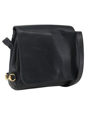 Authentic GUCCI Shoulder Bag Leather Black Silver 001 2214